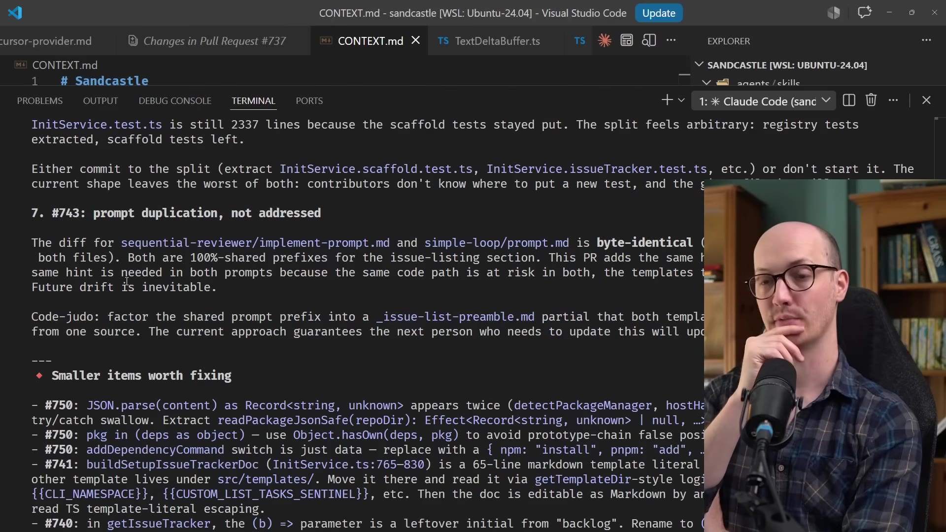 The finding about byte-identical prompt duplication and a list of smaller items worth fixing
